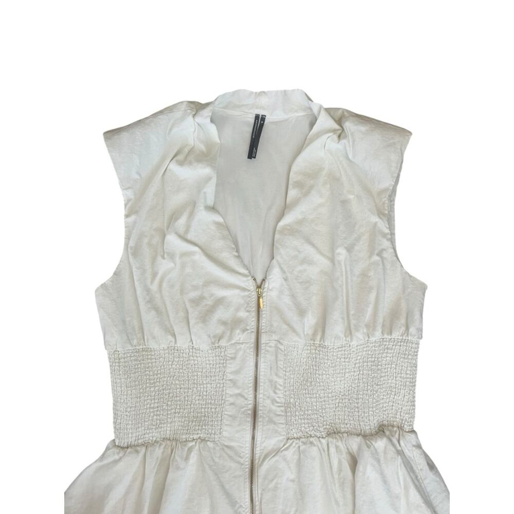 By Anthropologie Women’s Tommie White Cap Sleeve Smocked Front Zip Shirt Dress - Picture 3 of 10